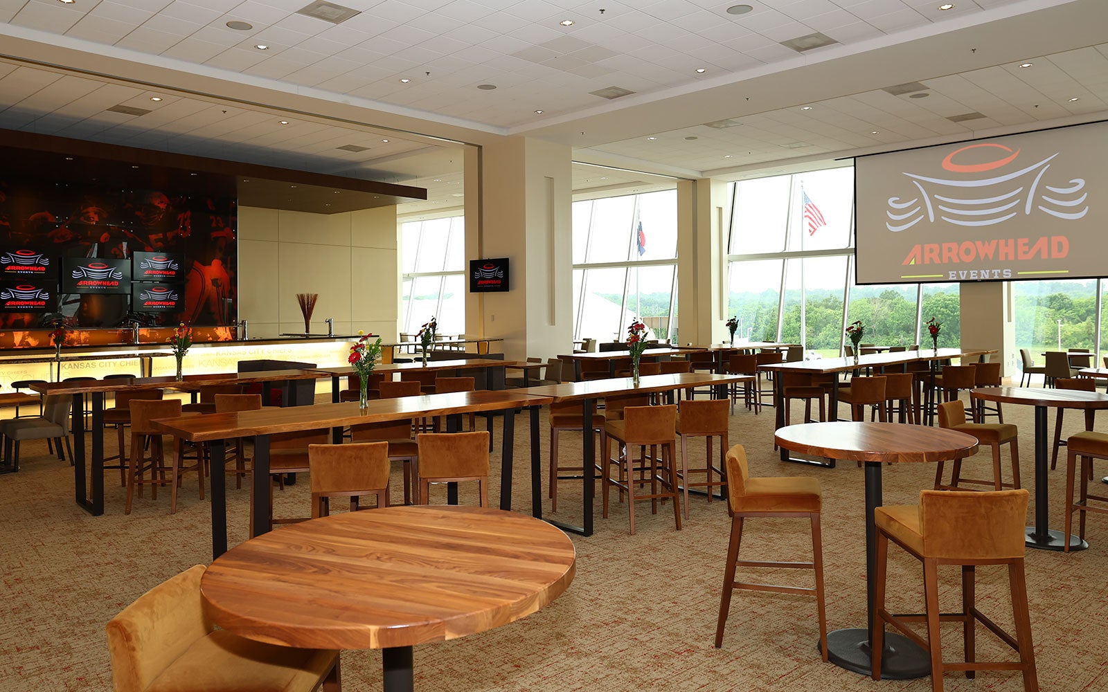 View of the Tower Club West event space at GEHA Field at Arrowhead Stadium